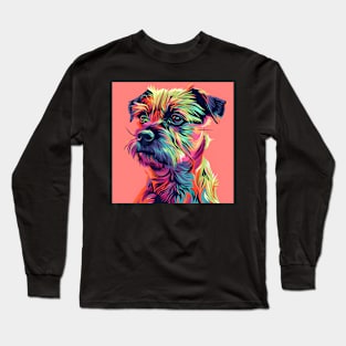 70s Border Collie Vibes: Pastel Pup Parade Long Sleeve T-Shirt